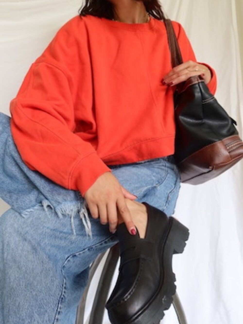 Orangered oversized crewneck sweatshirt oversized - Picture 4 of 7